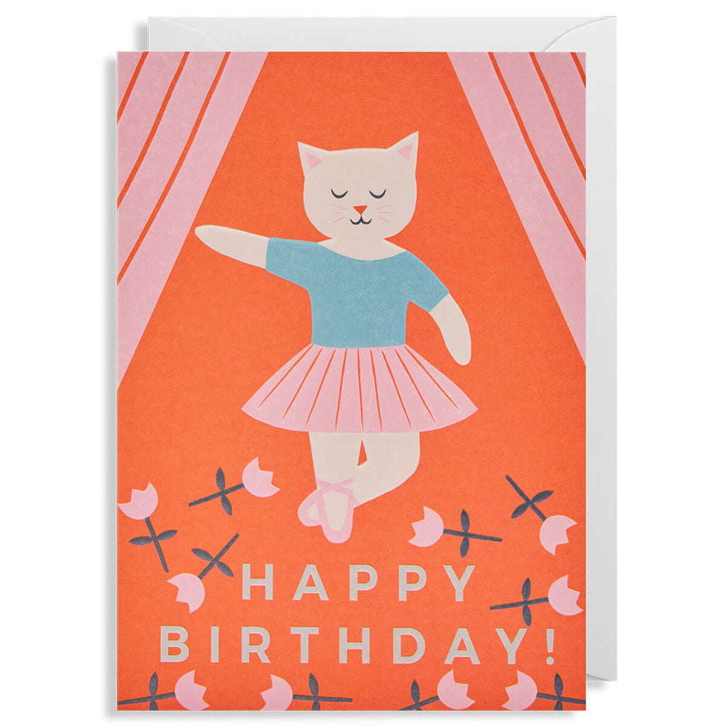 Happy Birthday Cat Greetings Card by Naomi Wilkinson for Lagom Design