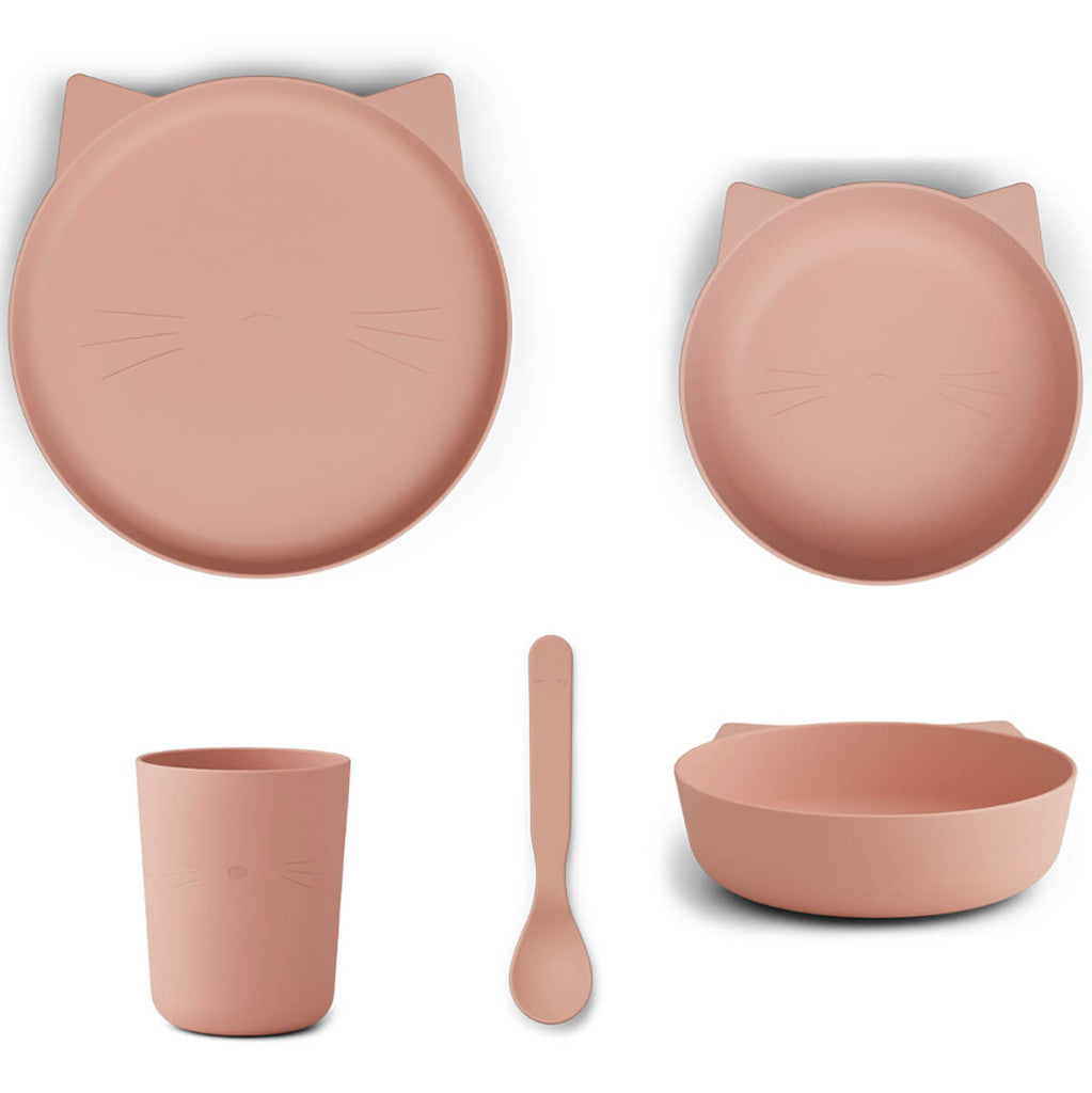 Paul Dining Set in Cat Rose Blush by Liewood