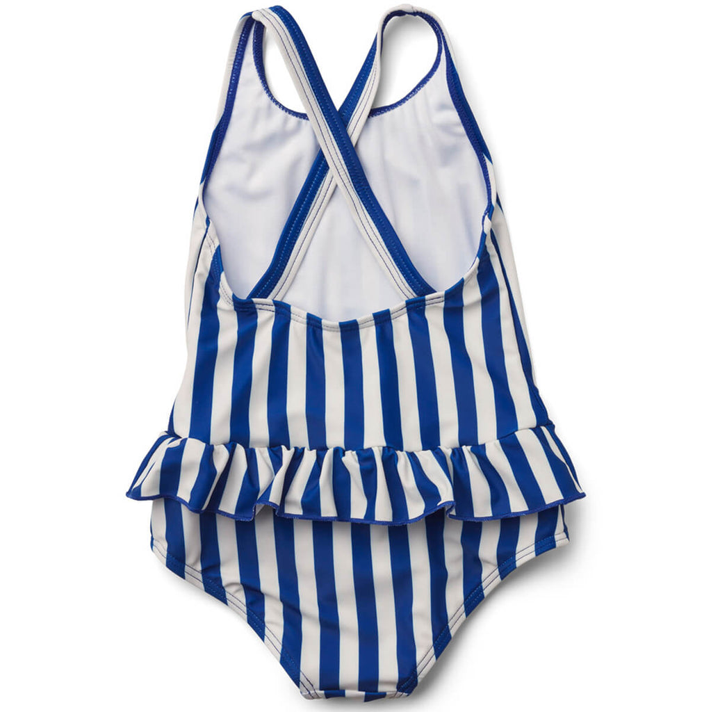 Amara Swimsuit in Surf Blue / Creme de la Creme Stripe by Liewood