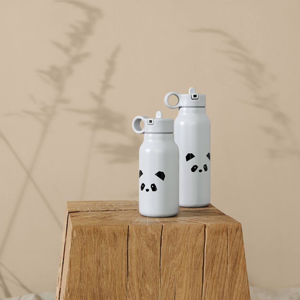 Falk Water Bottle in Panda / Light Grey by Liewood