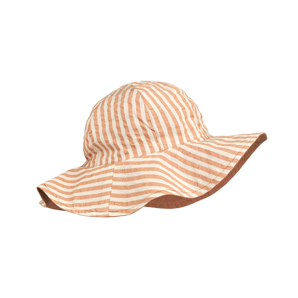 Amelia Reversible Seersucker Sun Hat in Tuscany Rose / Sandy Stripe by Liewood