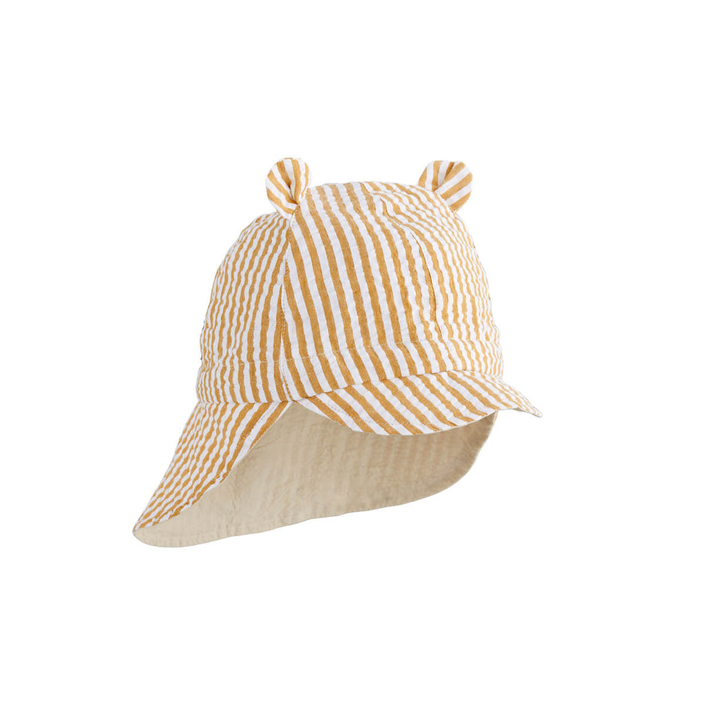 Gorm Reversible Seersucker Sun Hat in Mustard / White by Liewood