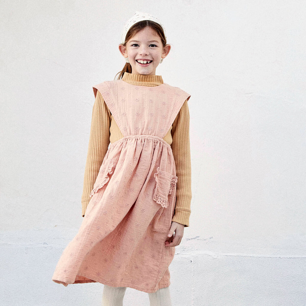 Karla Apron Dress in Pink Sand by Liilu