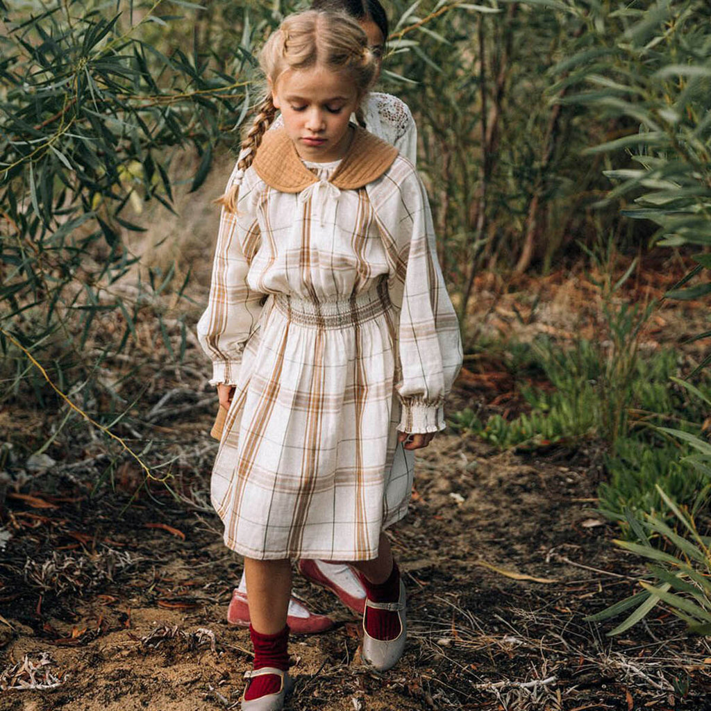Mona Smocked Dress in Chenille Check by Liilu