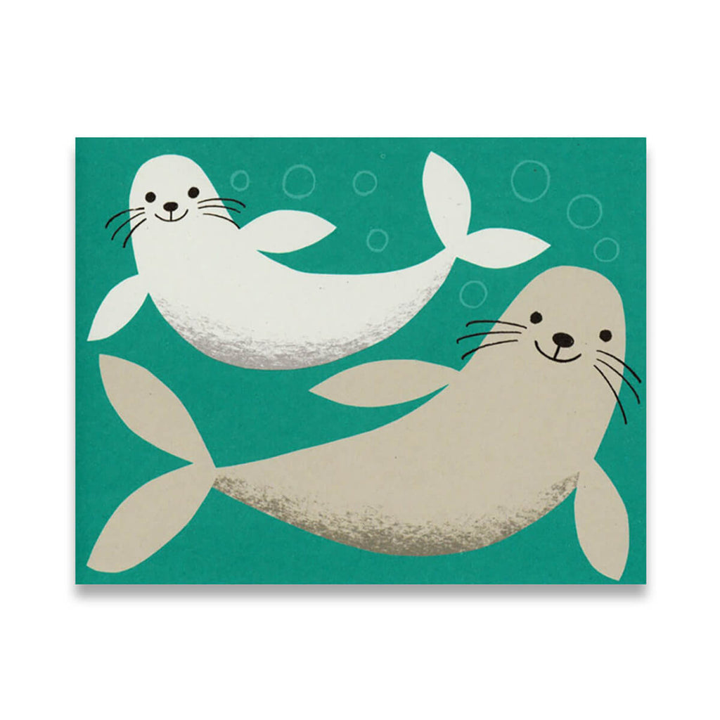 Seals Mini Greetings Card by Lisa Jones Studio