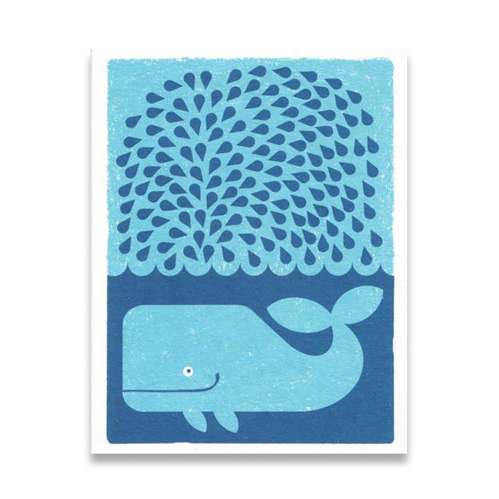 Splashing Whale Mini Greetings Card by Lisa Jones Studio