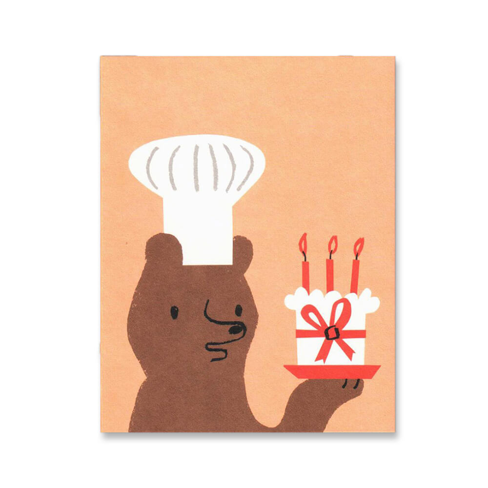 Baker Bear Mini Greetings Card by Lisa Jones Studio