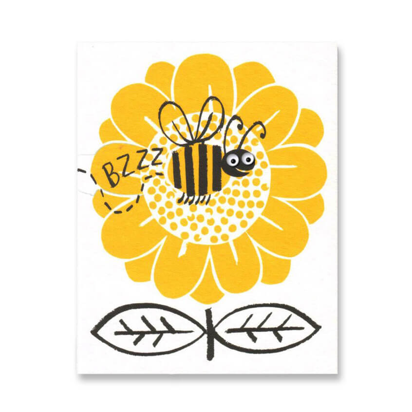 Buzzing Bee Mini Greetings Card by Lisa Jones Studio