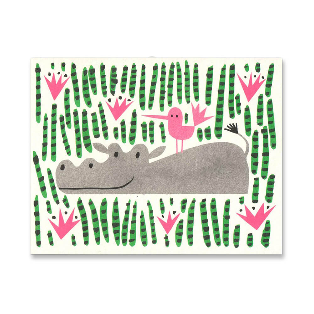 Happy Hippo Mini Greetings Card by Lisa Jones Studio