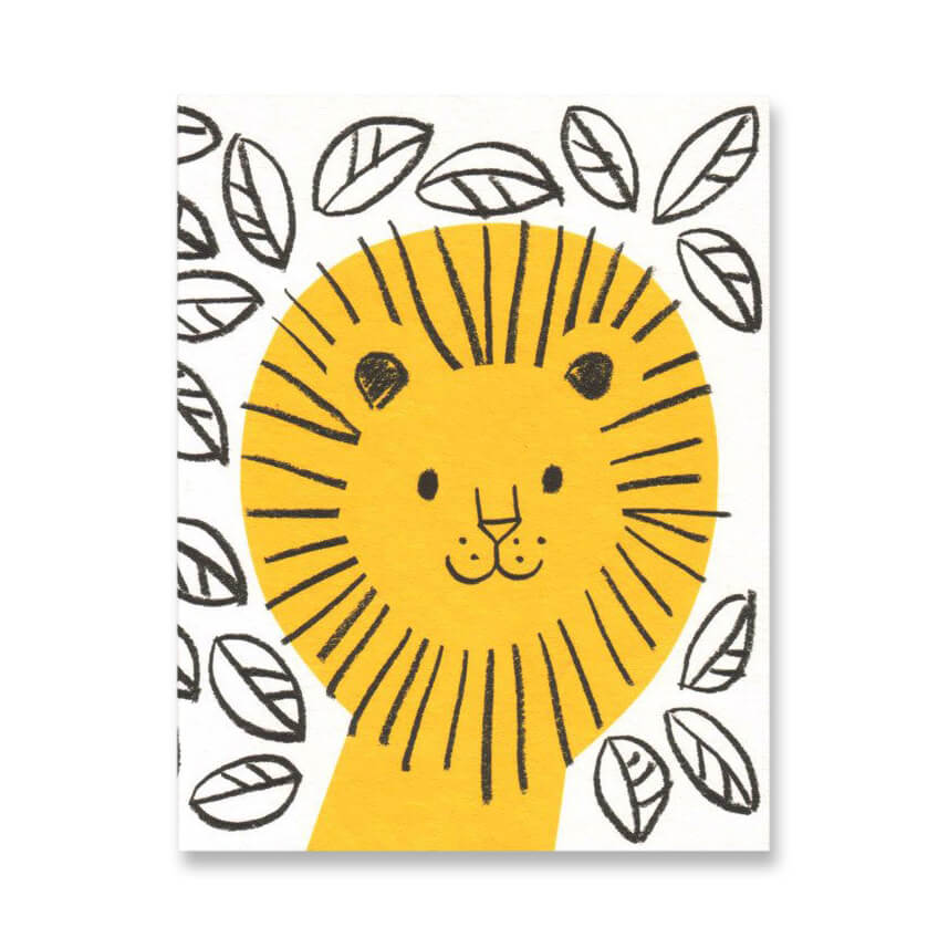 Jungle Lion Mini Greetings Card by Lisa Jones Studio