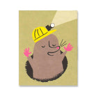 Miner Mole Mini Greetings Card by Lisa Jones Studio
