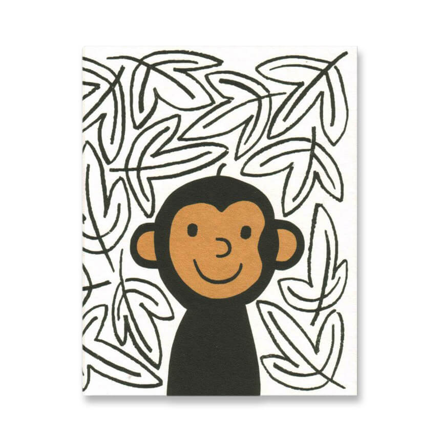 Monkey Mini Greetings Card by Lisa Jones Studio