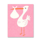 Pink Stork Mini Greetings Card by Lisa Jones Studio