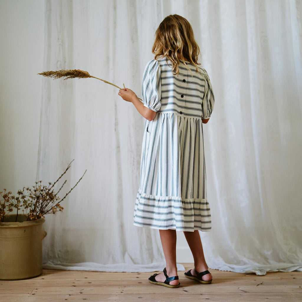 Amy Dress in Ticking Stripe by Little Cotton Clothes