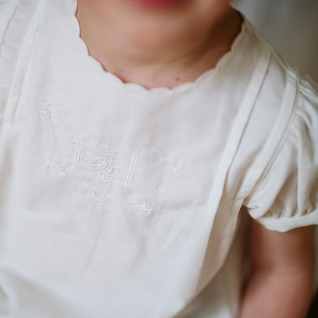 Beth Blouse in Embroidered White by Little Cotton Clothes