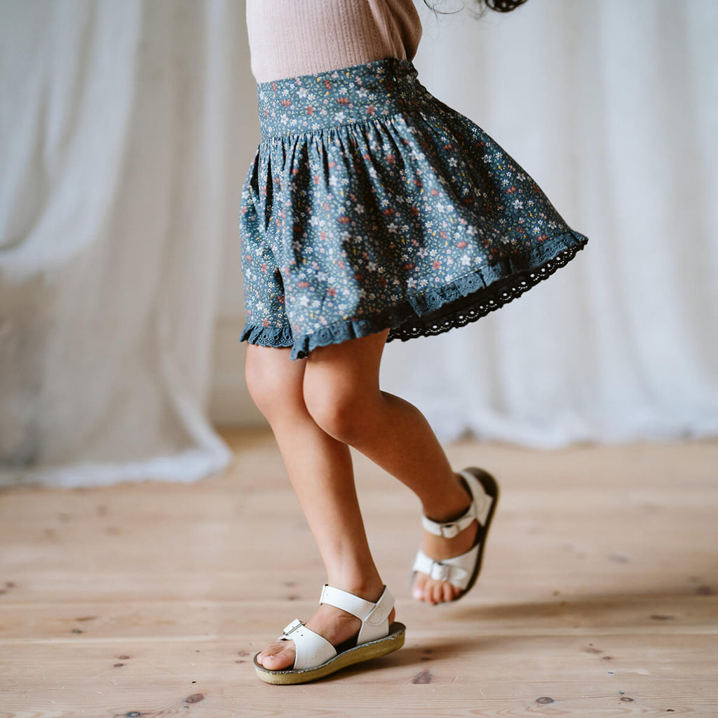 Joanie Shorts in Cottage Floral on Blue by Little Cotton Clothes