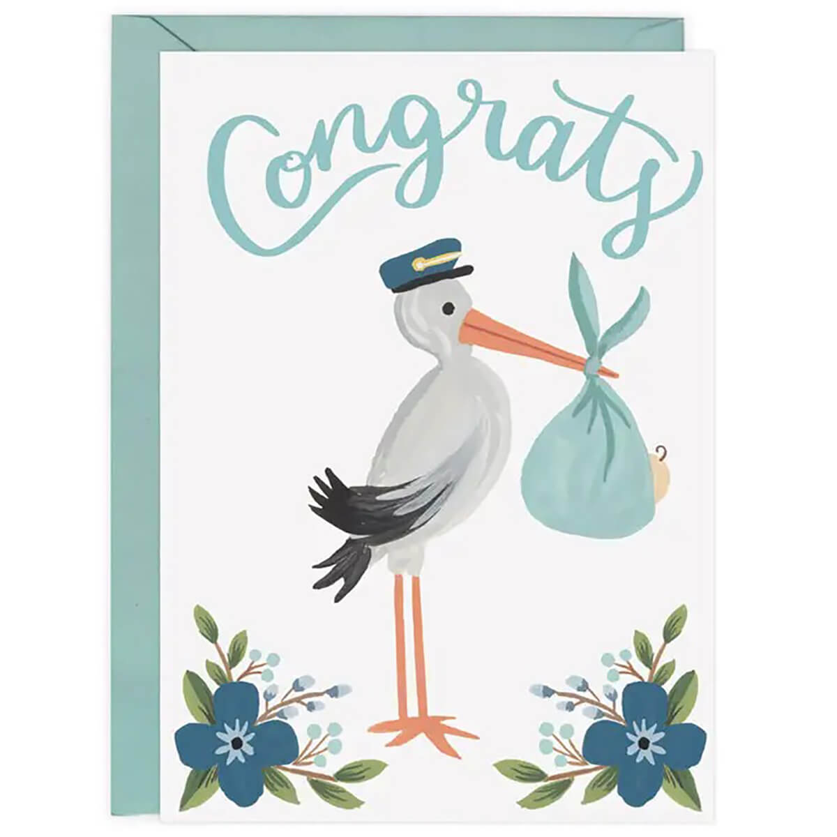 Blue Stork Baby Greetings Card by LoveLight Paper – Junior Edition