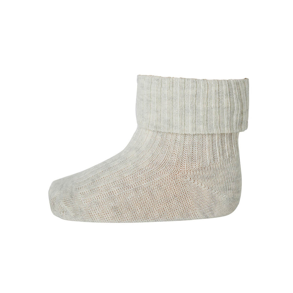 Cotton Rib Ankle Socks in Creme Melange by MP Denmark