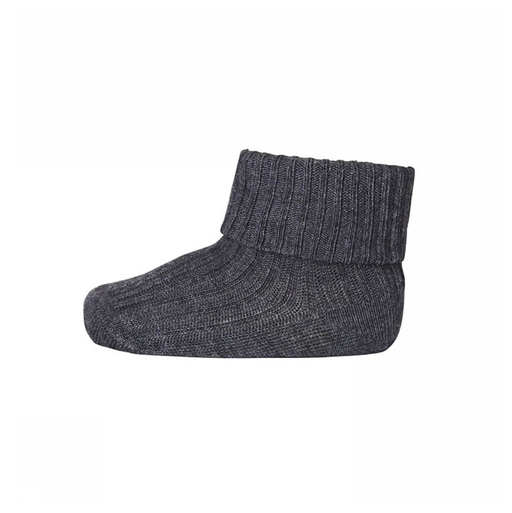 Cotton Rib Ankle Socks in Dark Grey Melange by MP Denmark