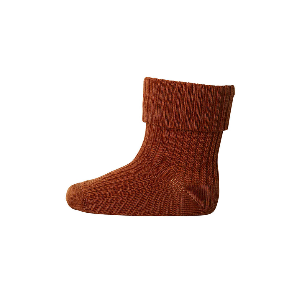 Wool Rib Ankle Socks in Sienna by MP Denmark