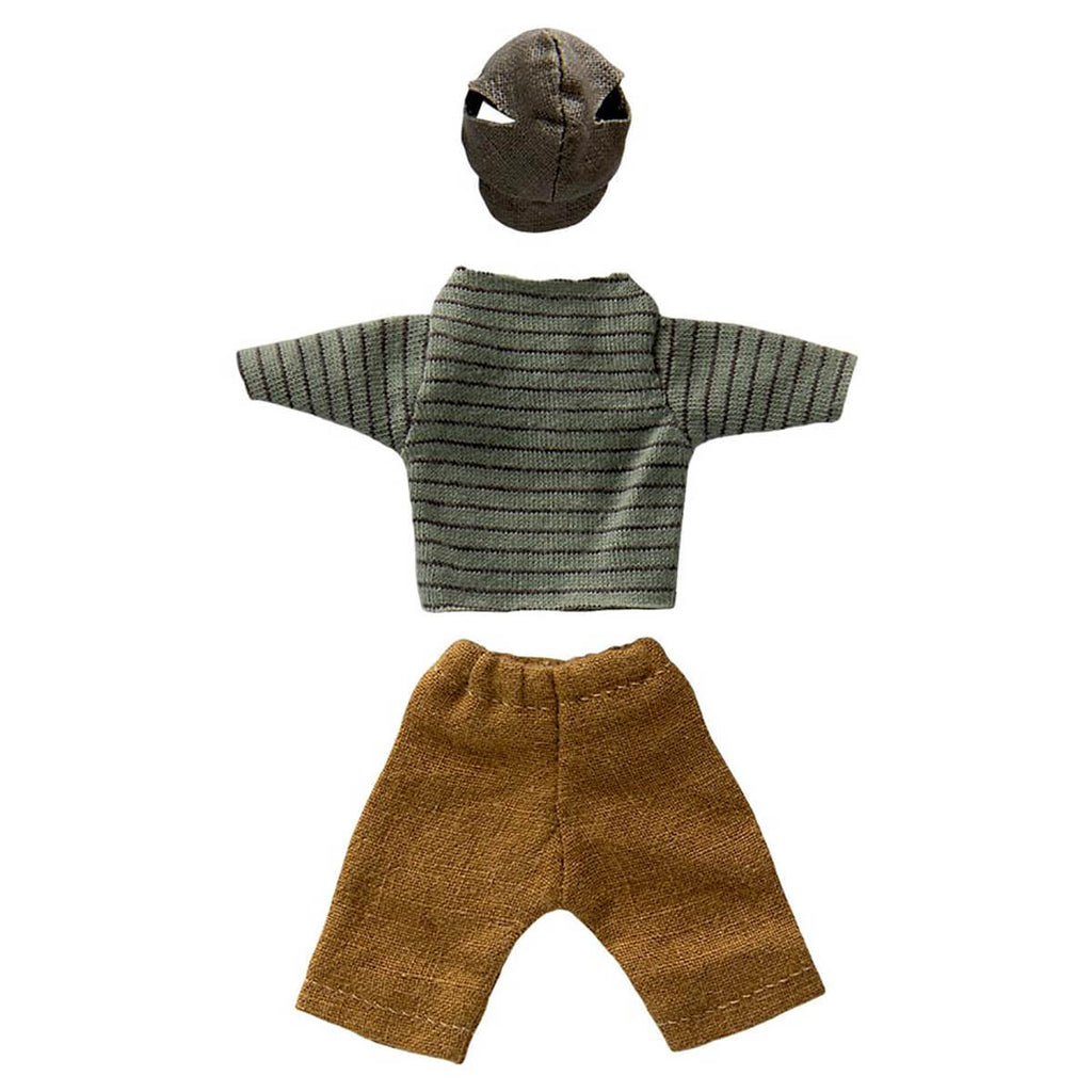 Striped Green Sweater and Trouser Outfit For Dad Mouse by Maileg