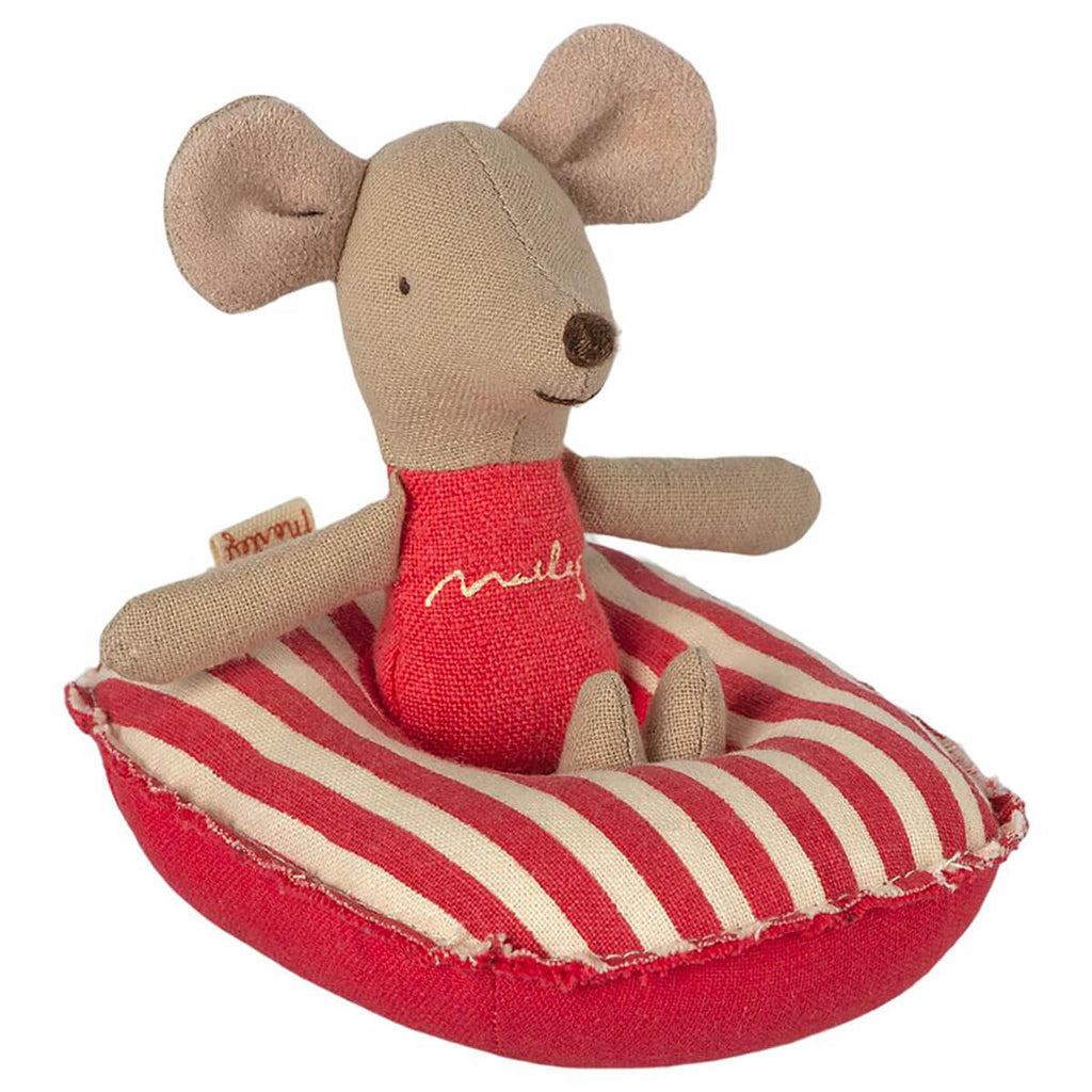 Small Mouse Rubber Boat in Red Stripe by Maileg