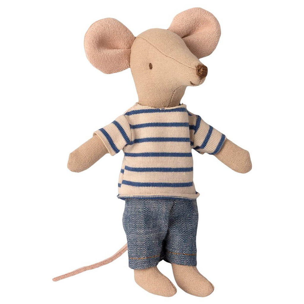 Big Brother Mouse in a Matchbox (Blue Striped Tee) by Maileg