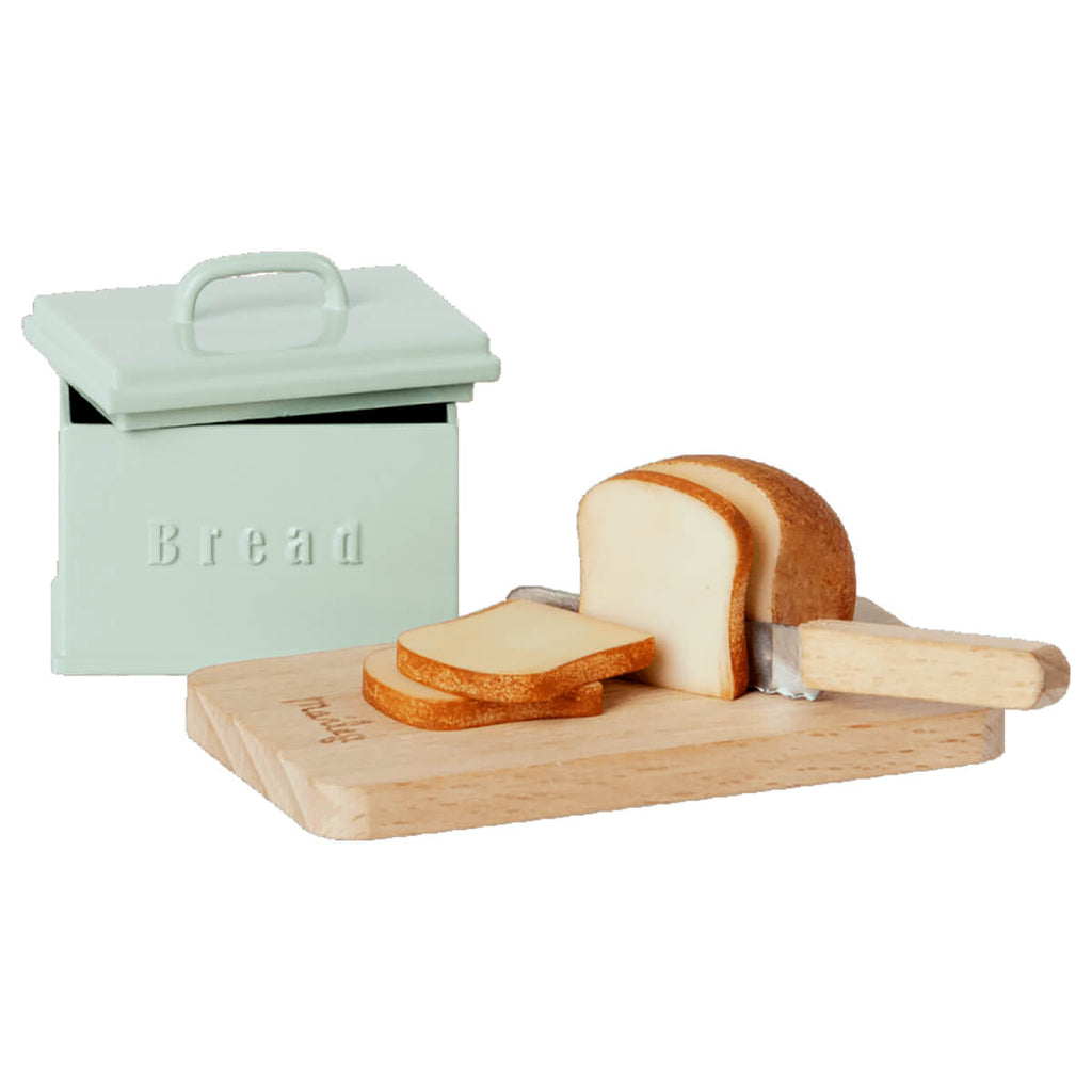 Miniature Bread Box with Cutting Board and Knife by Maileg