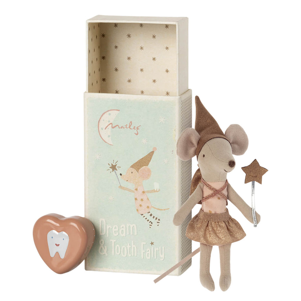 Big Sister Tooth Fairy Mouse (Starry Top) in a Matchbox by Maileg