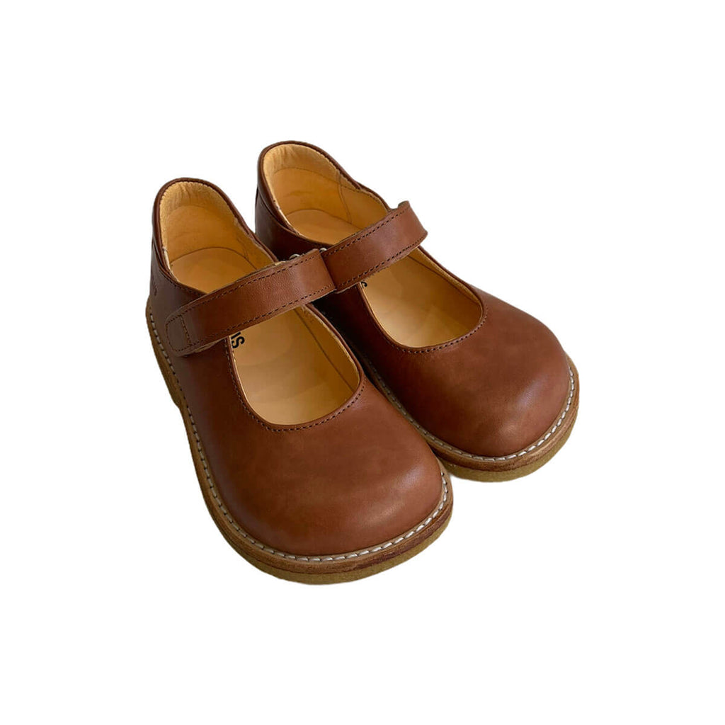 Mary Janes in Tan (Wide Fit) by Angulus