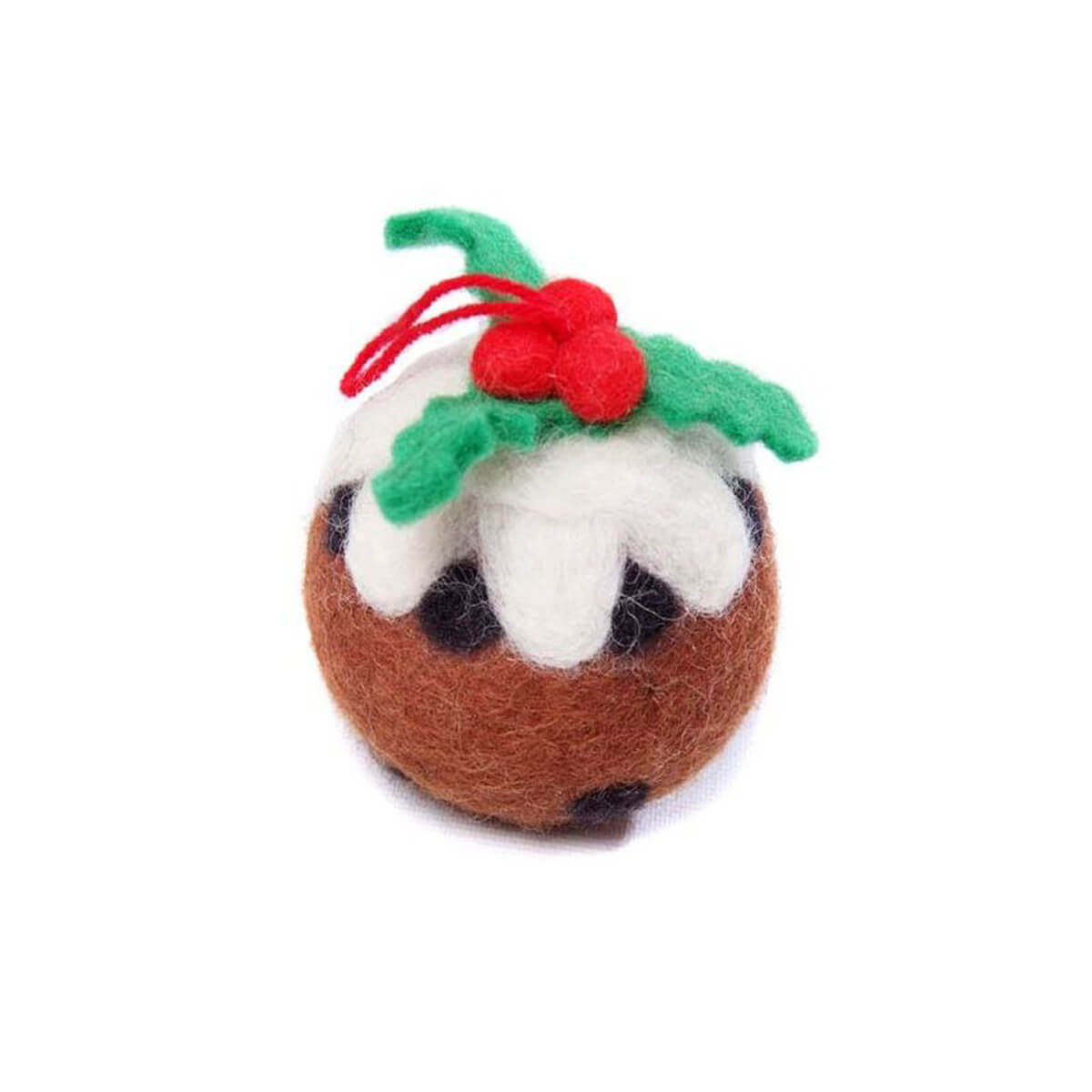 Large Christmas Pudding Felt Hanging Tree Decoration by Amica