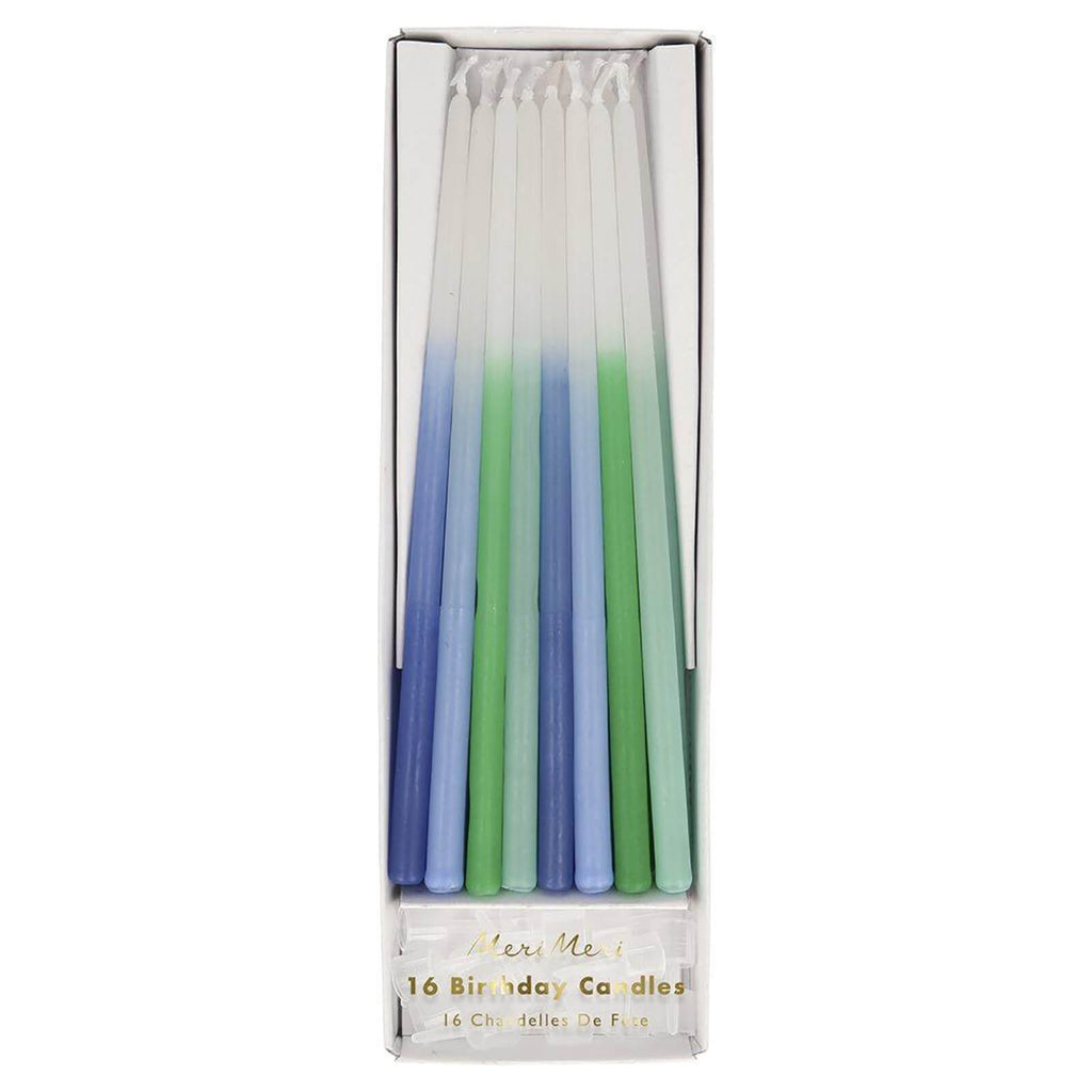Tapered Candles in Blue Dipped by Meri Meri