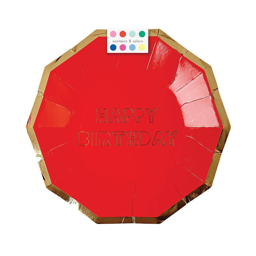 Happy Birthday Coloured Hexagonal Small Party Plates by Meri Meri