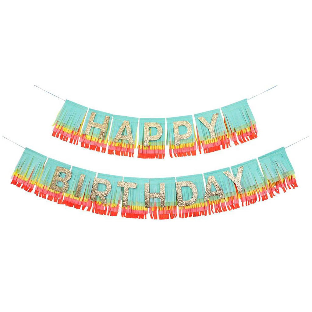 Rainbow Happy Birthday Fringe Garland by Meri Meri