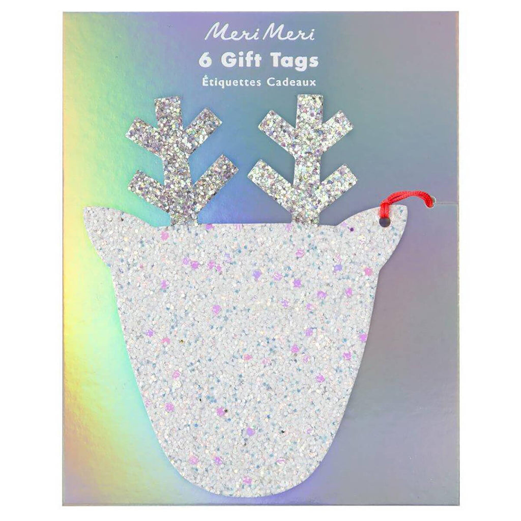 Large Glitter Reindeer Christmas Gift Tags by Meri Meri