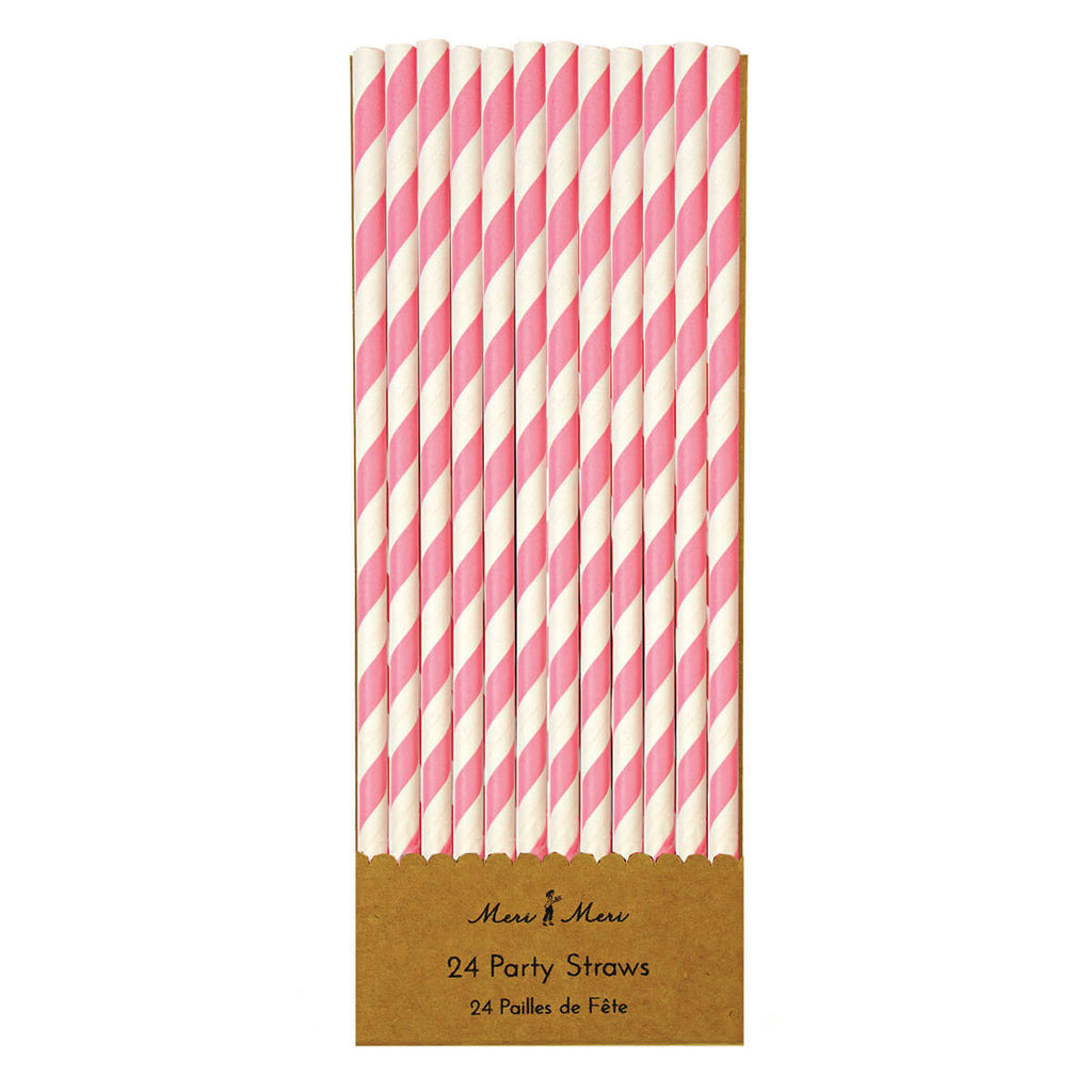 Striped Paper Straws in Pink by Meri Meri