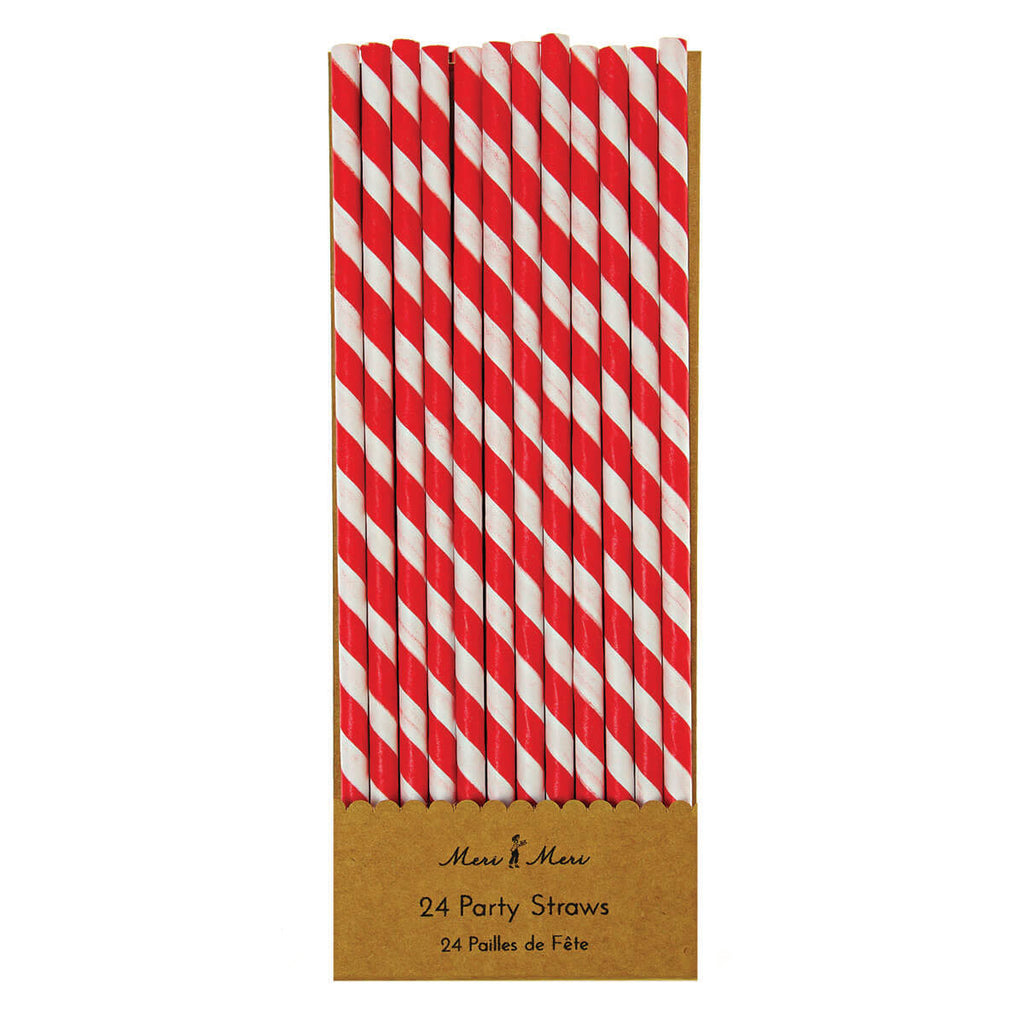 Striped Paper Straws in Red by Meri Meri
