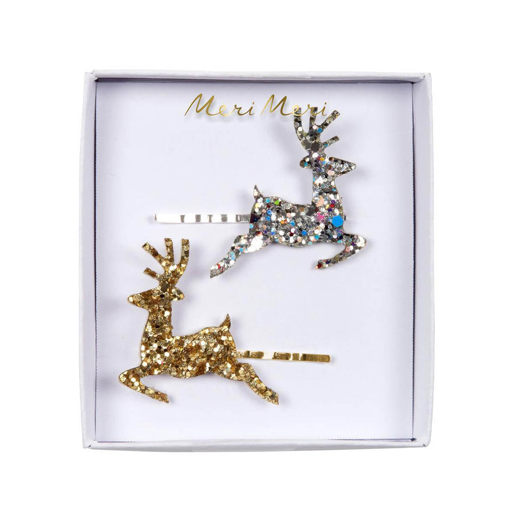 Glitter Reindeer Hair Pins by Meri Meri