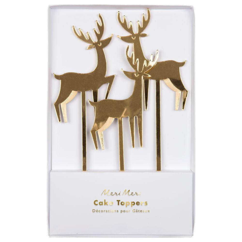 Gold Acrylic Reindeer Cake Toppers by Meri Meri