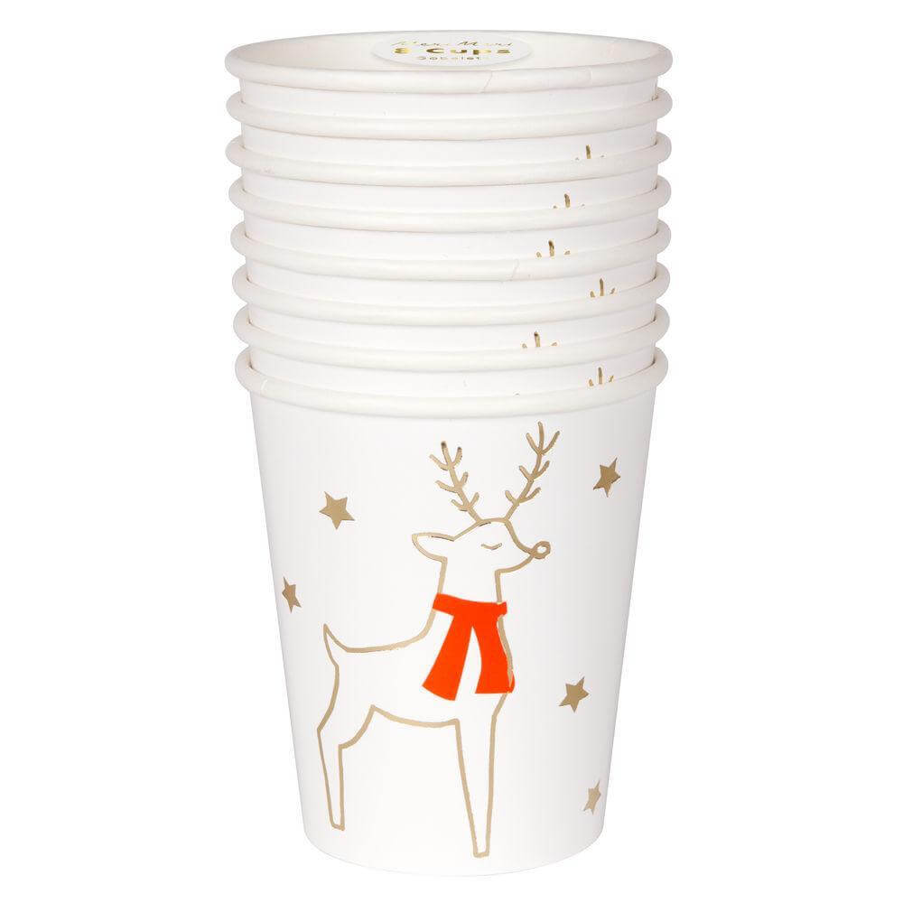 Reindeer And Star Christmas Party Cups by Meri Meri