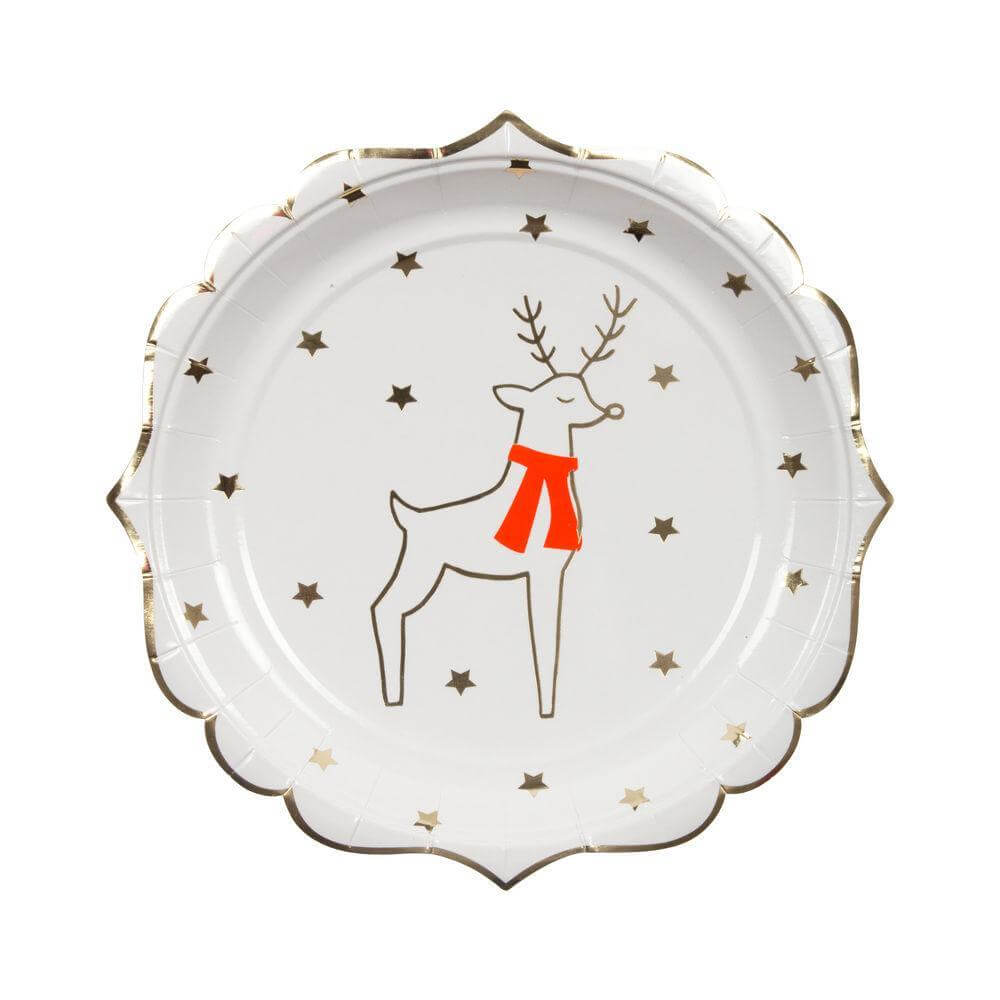 Reindeer And Stars Small Party Plates by Meri Meri