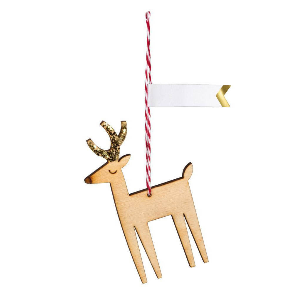 Wooden Glitter Reindeer Christmas Gift Tags by Meri Meri