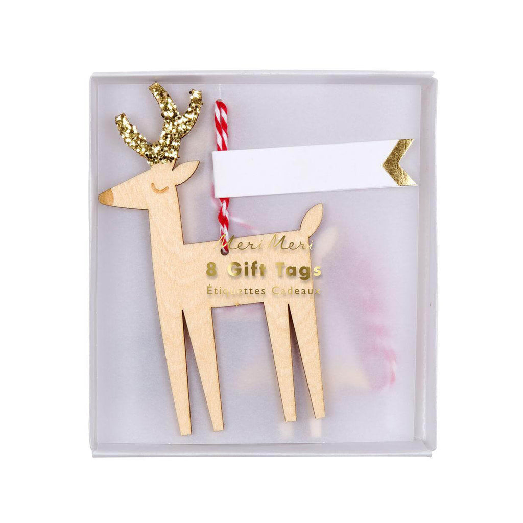 Wooden Glitter Reindeer Christmas Gift Tags by Meri Meri