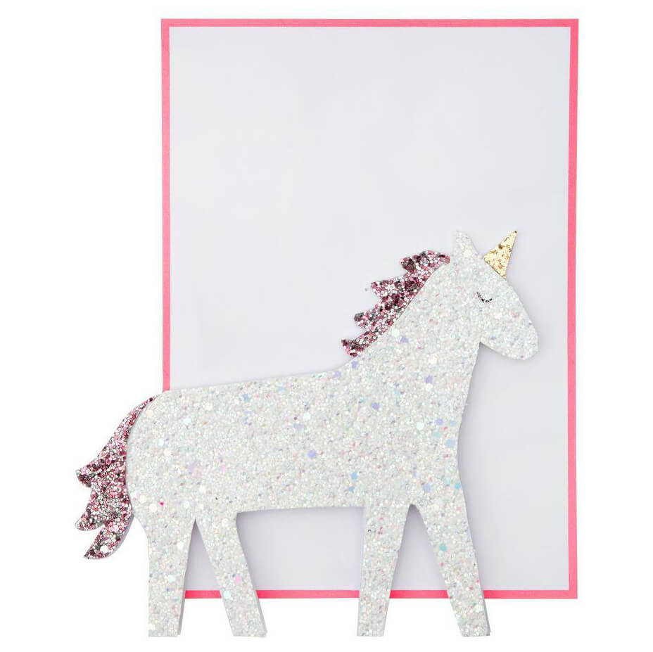 Unicorn Glitter Stand Up Greetings Card by Meri Meri