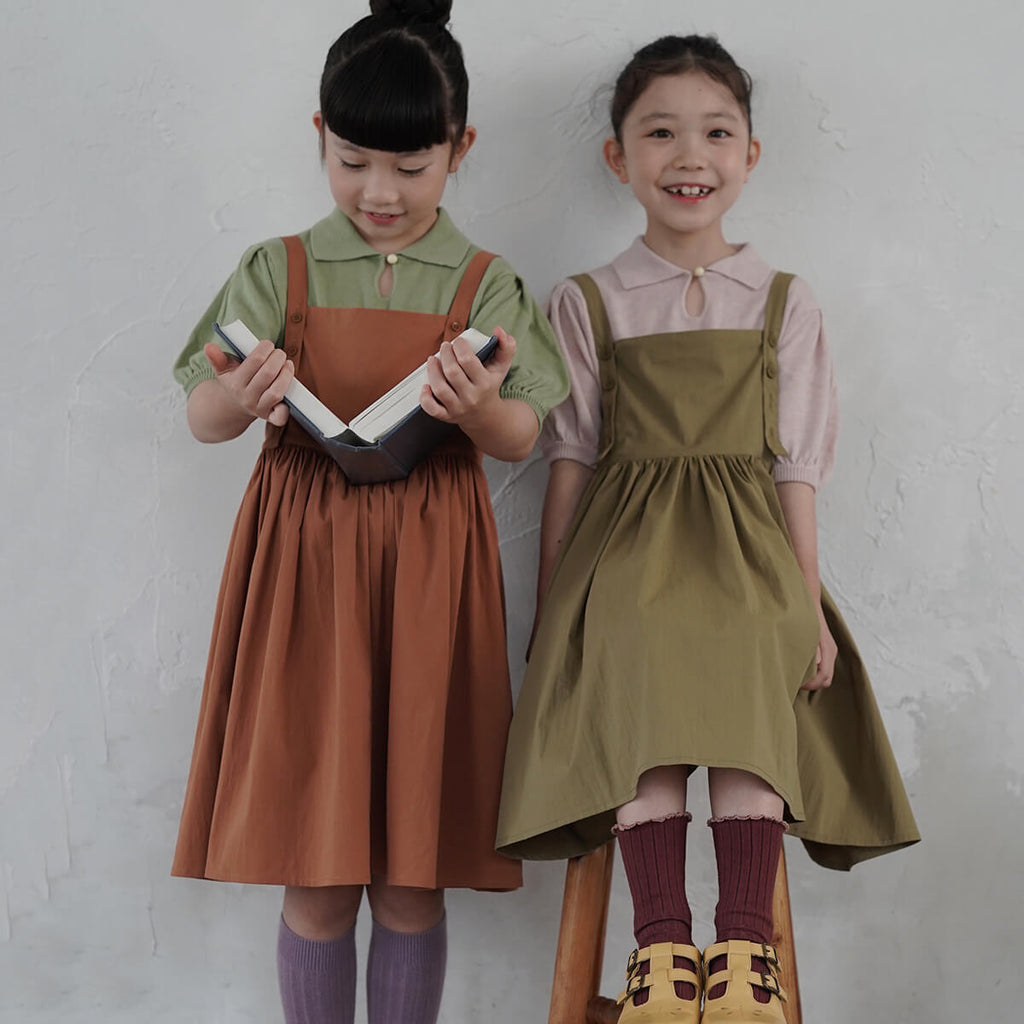 Suspender Dress in Sienna by Mes Kids Des Fleurs