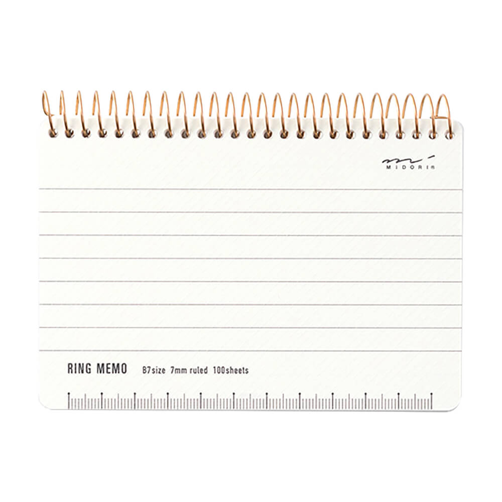 Ring Memo B7 Notebook in White by Midori