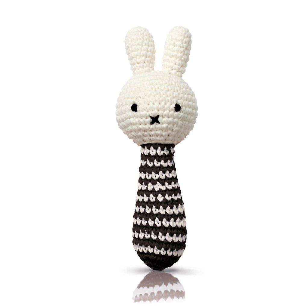 Miffy Rattle In Black Stripes by Miffy Handmade
