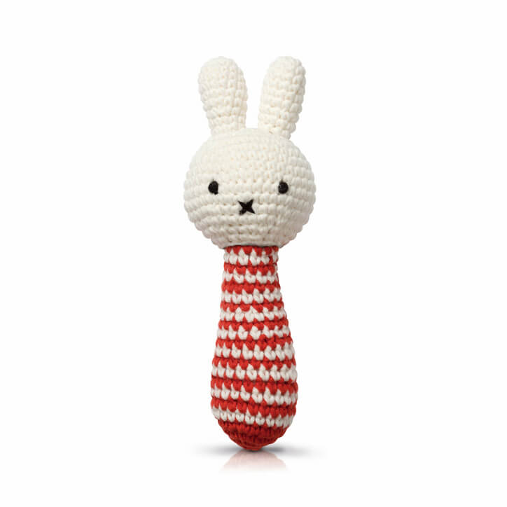 Miffy Rattle In Red Stripes by Miffy Handmade