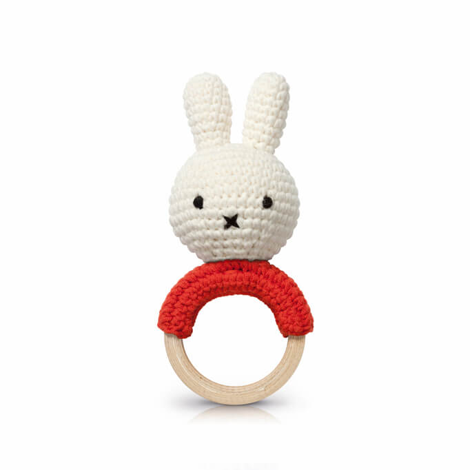 Miffy Teething Ring Rattle In Red by Miffy Handmade