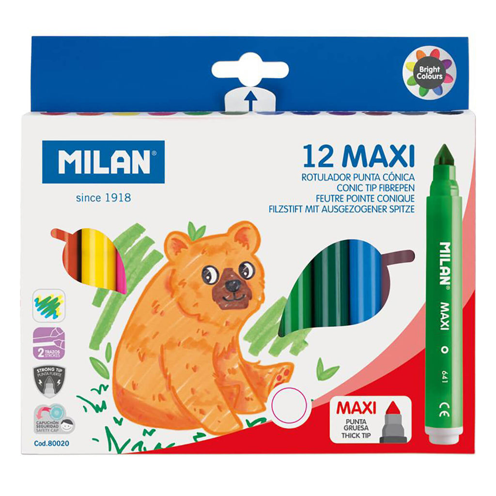 Maxi Fibre Pens (Pack of 12) by Milan